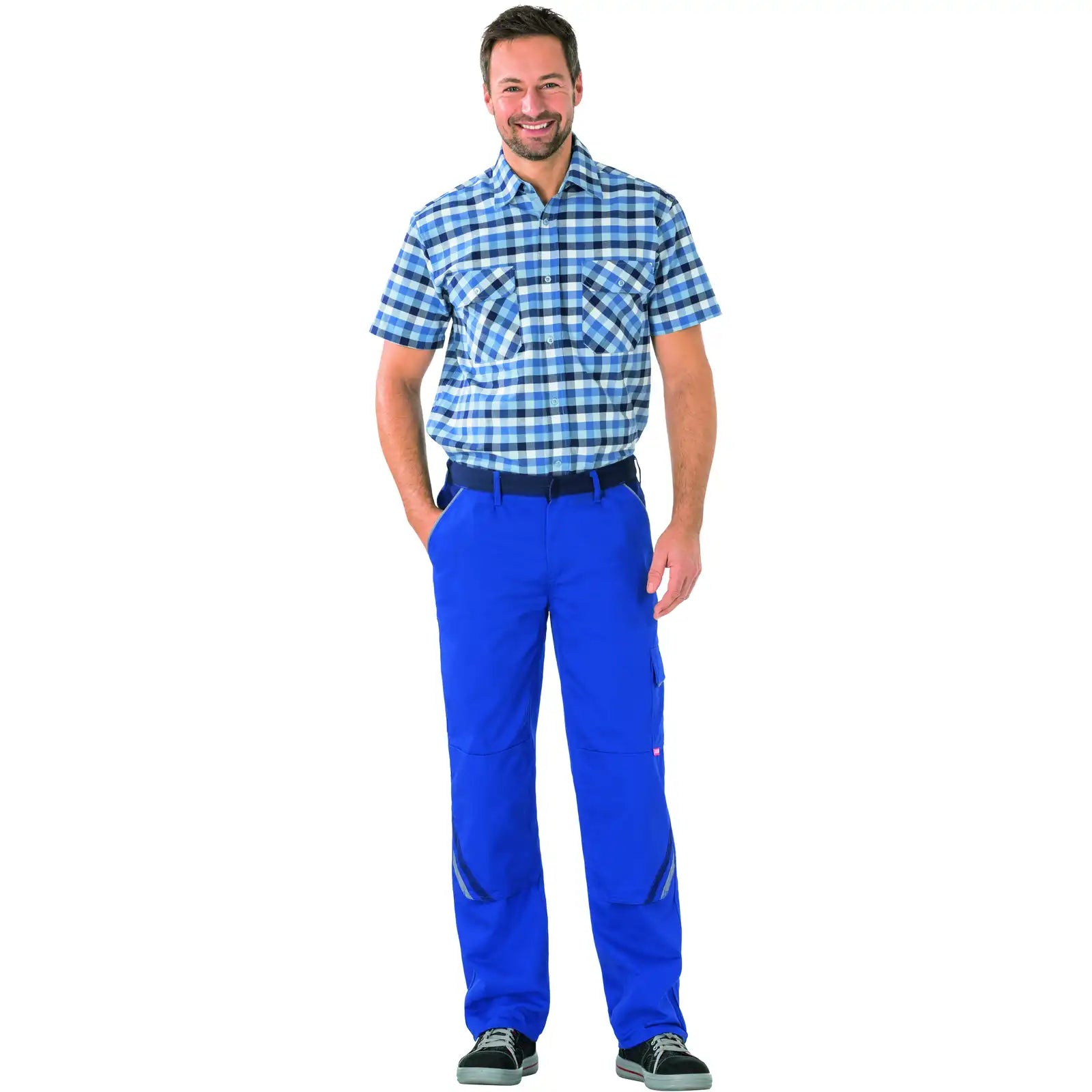 Planam Highline Bundhose kornblumenblau/marine/zink 102 kornblumenblau/marine/zink - Produktbild mit Model