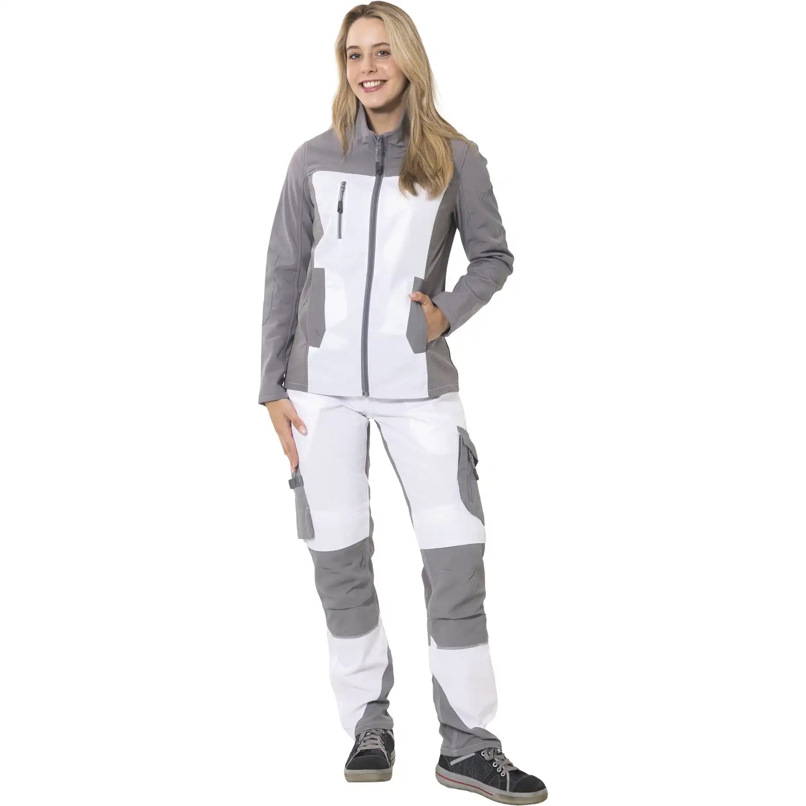 Planam Norit DA Hybridjacke weiß/zink         34 weiß/zink - Produktbild mit Model