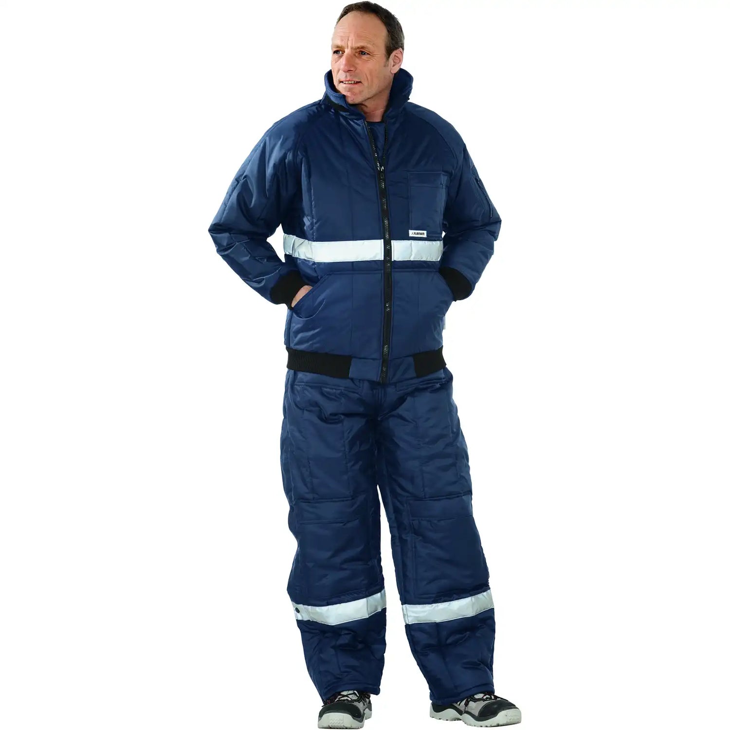 Planam Kühl-/Gefrierhaus Kühlhaus Blouson marine, Innenfutter rot S marine, Innenfutter rot - Produktbild mit Model