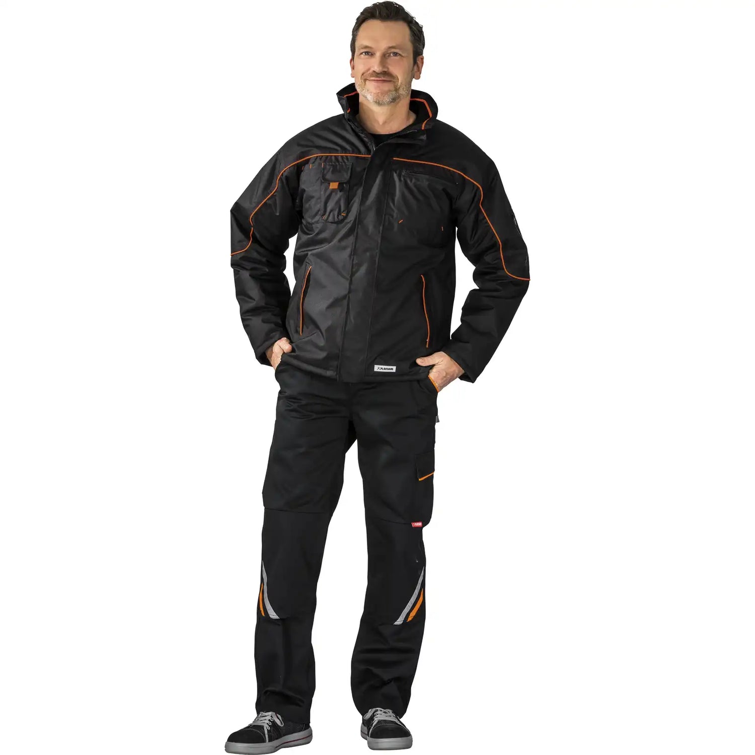 Planam Outdoor Piper Jacke schwarz/orange XS schwarz/orange - Produktbild mit Model