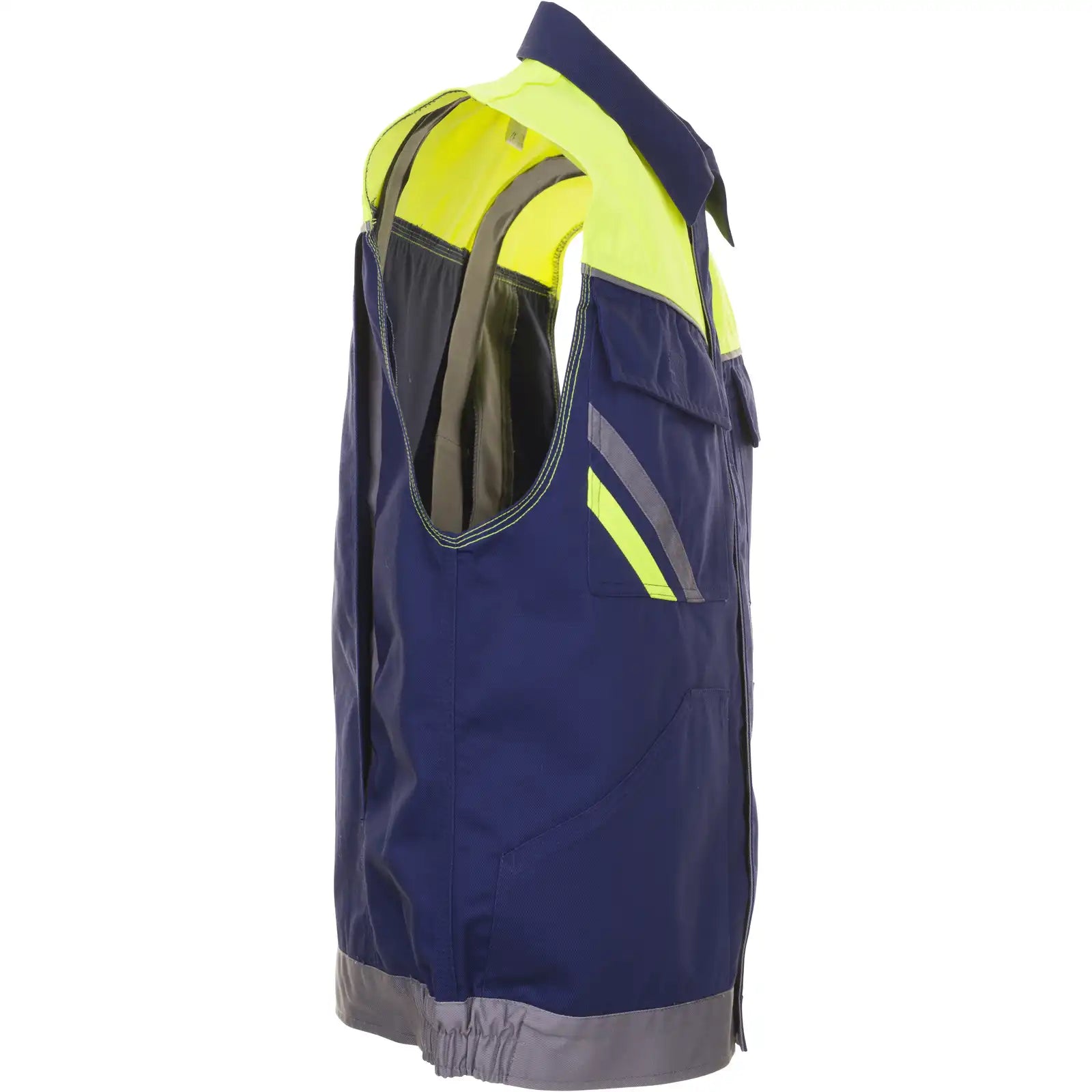 Planam Visline Weste marine/gelb/zink XS marine/gelb/zink - Produktbild ohne Model