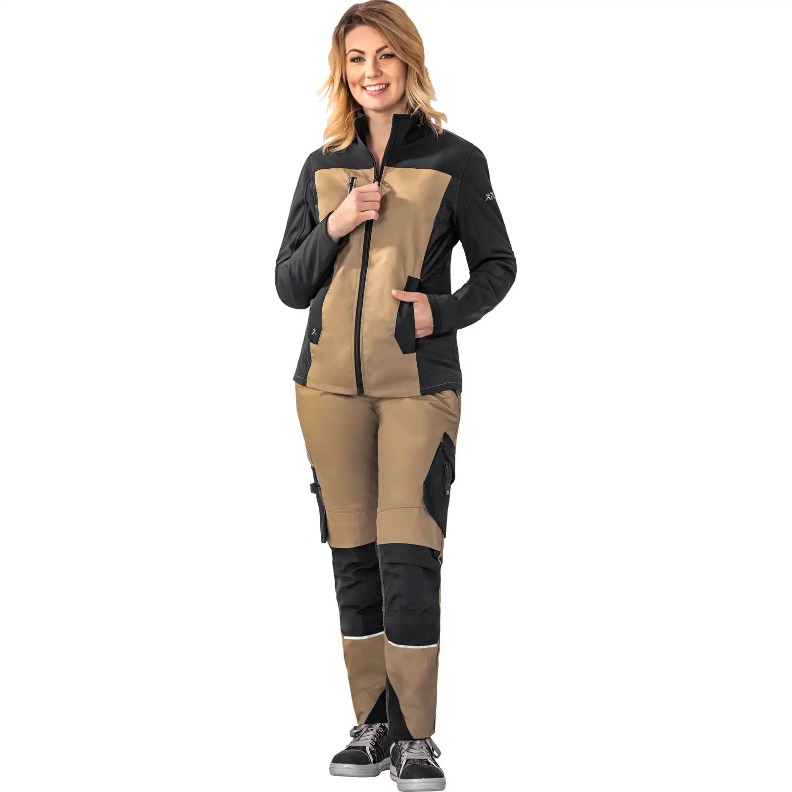 Planam Norit Damen Hybridjacke sand/schwarz 34 sand/schwarz - Produktbild mit Model
