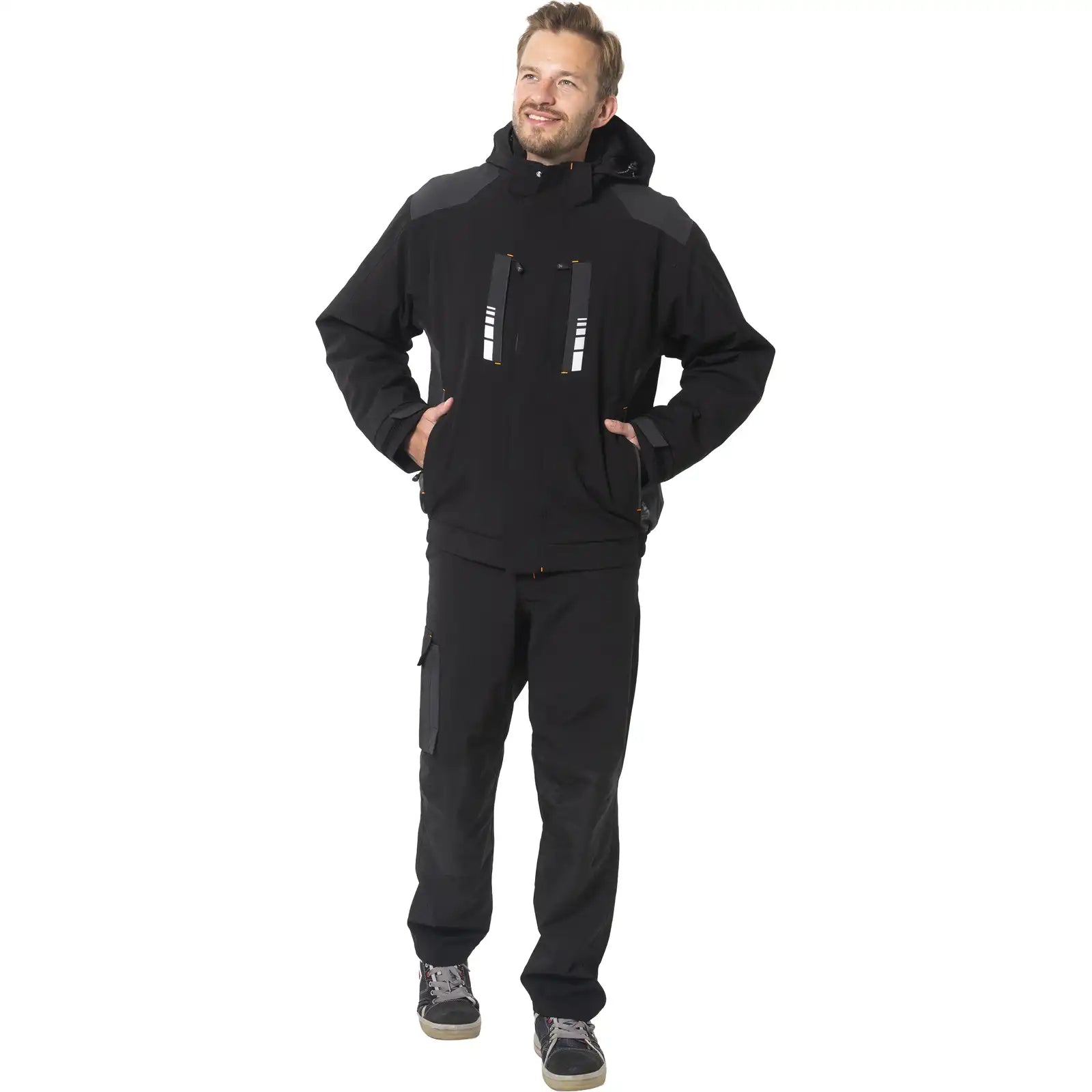 Planam Moto Winterjacke schwarz/grau S schwarz/grau - Produktbild mit Model