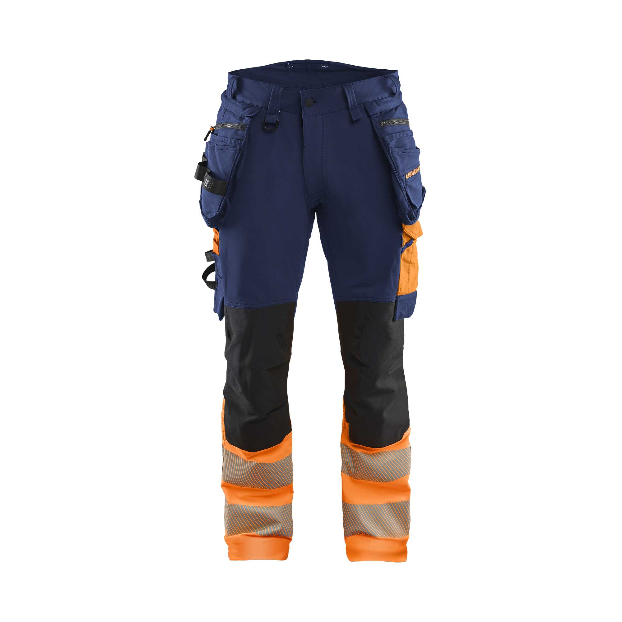 BLAKLADER 11251648 Hi Vis Trousers 4 Way Stretch Hi Vis Reflective Work Trousers Men - Double Weave