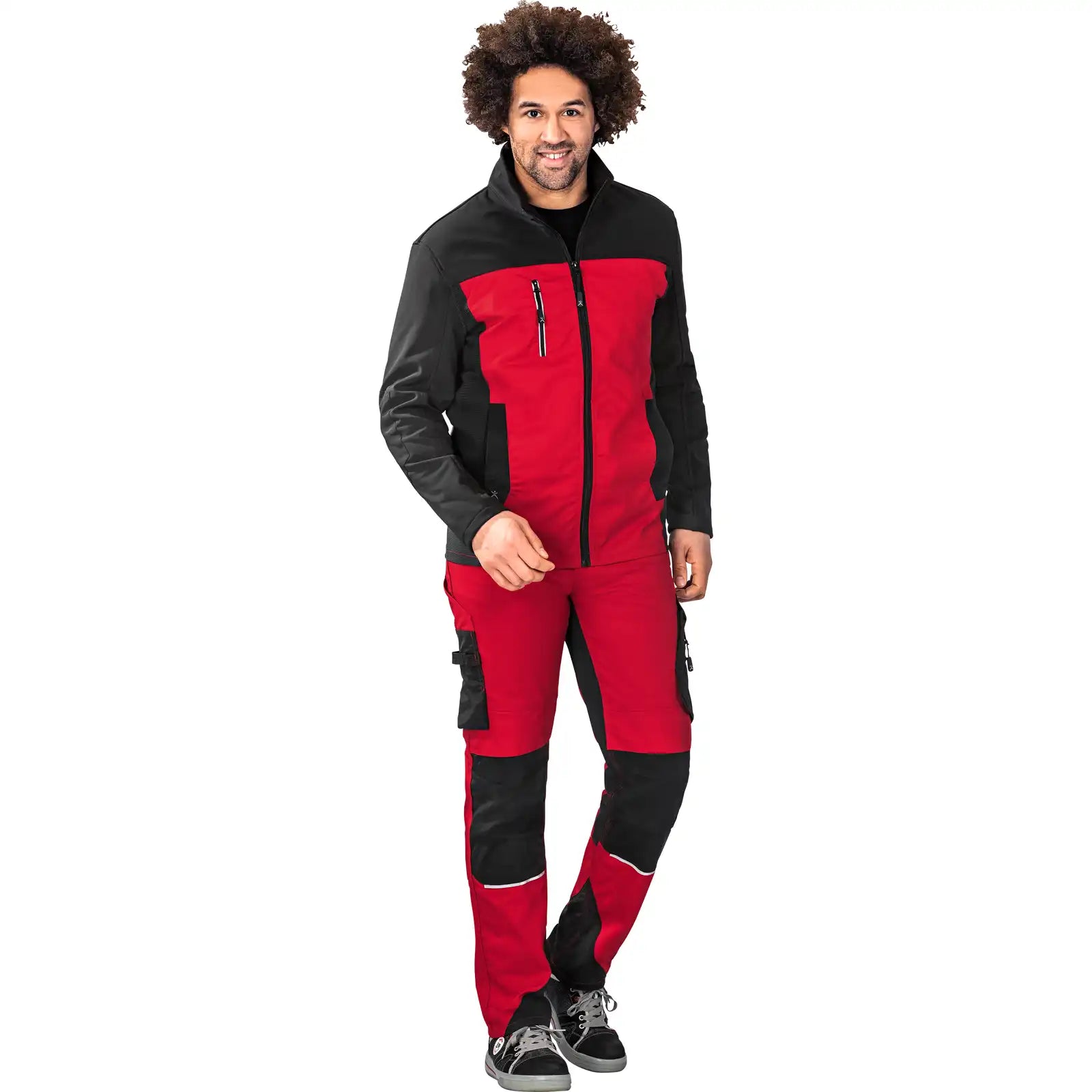 Planam Norit Herren Hybridjacke rot/schwarz 102 rot/schwarz - Produktbild mit Model