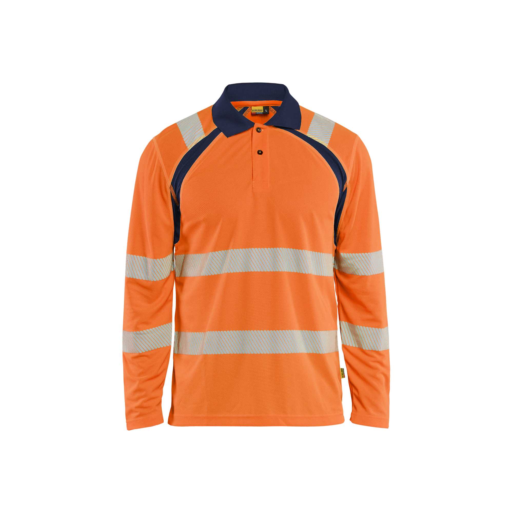BLAKLADER 35981013 UV Protected Long Sleeved Polo Shirt Hi Vis Hi Vis Reflective Long Sleeve Work Polo MEN - 100% Polyester