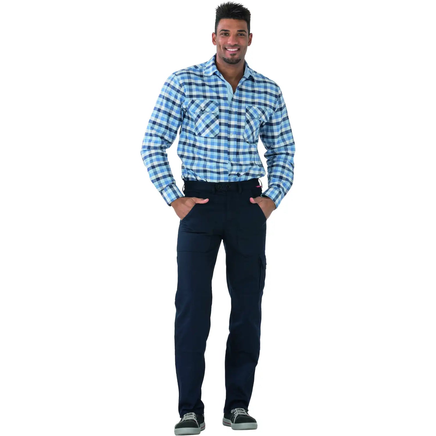 Planam BW 290 Cargo-Bundhose hydronblau 102 hydronblau - Produktbild mit Model