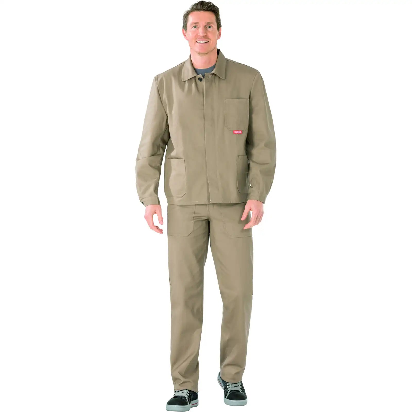 Planam BW 290 Arbeitsjacke khaki 102 khaki - Produktbild mit Model