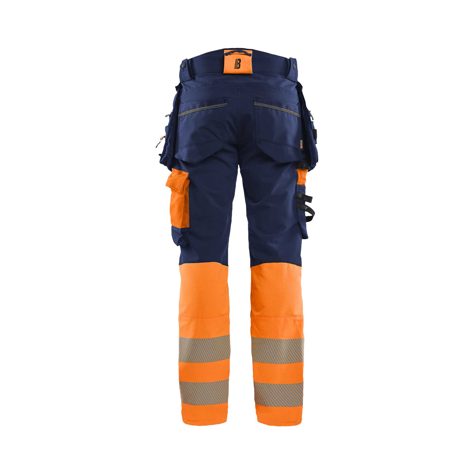 BLAKLADER 11251648 Hi Vis Trousers 4 Way Stretch Hi Vis Reflective Work Trousers Men - Double Weave