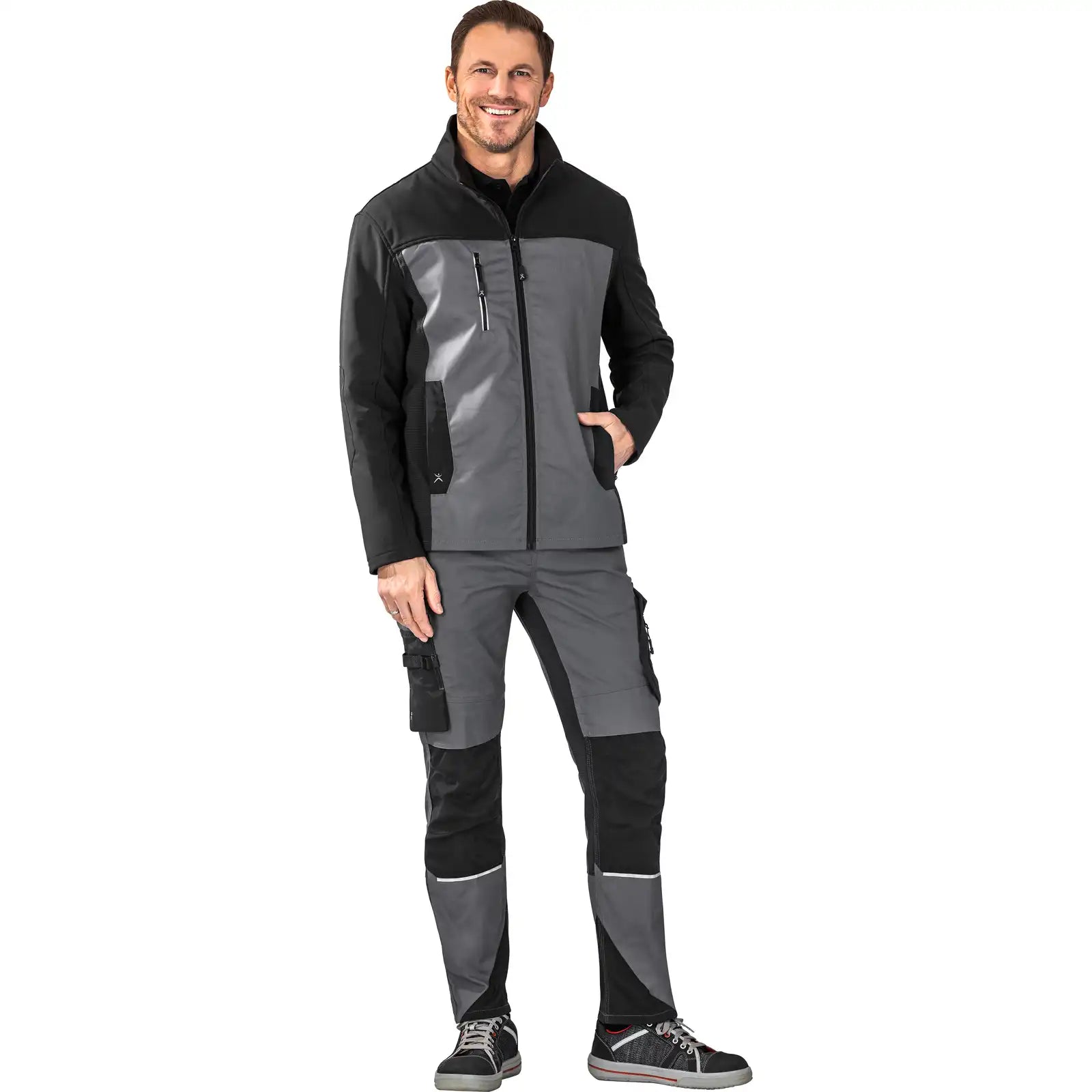 Planam Norit Herren Hybridjacke schiefer/schwarz 102 schiefer/schwarz - Produktbild mit Model