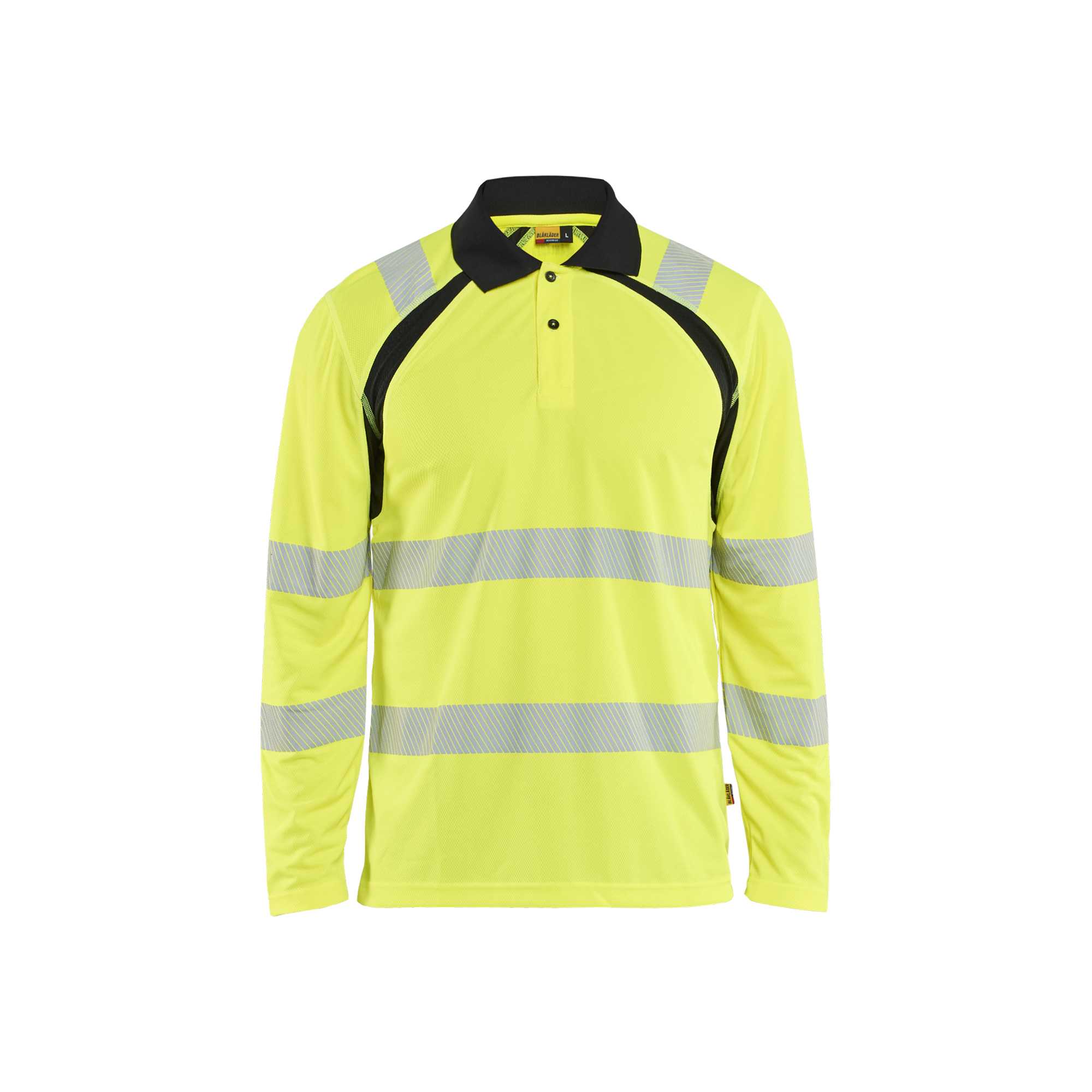 BLAKLADER 35981013 UV Protected Long Sleeved Polo Shirt Hi Vis Hi Vis Reflective Long Sleeve Work Polo MEN - 100% Polyester