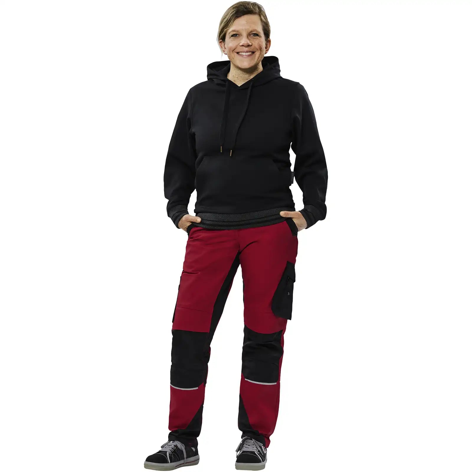 Planam Outdoor Choice Damen Hoodie schwarz XS schwarz - Produktbild mit Model