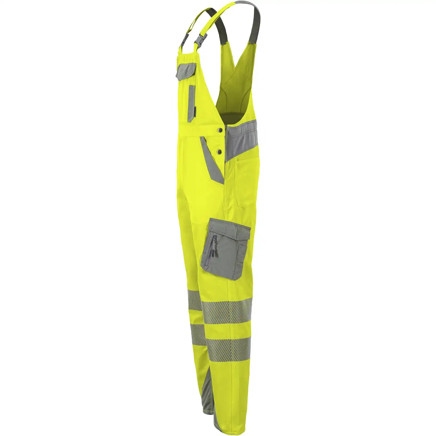 Planam Norit Warnschutz Herren Latzhose gelb/zink  102 gelb/zink - Produktbild ohne Model
