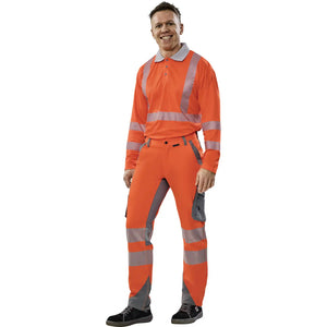 Planam Norit Warnschutz Herren Bundhose orange/zink  102 orange/zink - Produktbild mit Model
