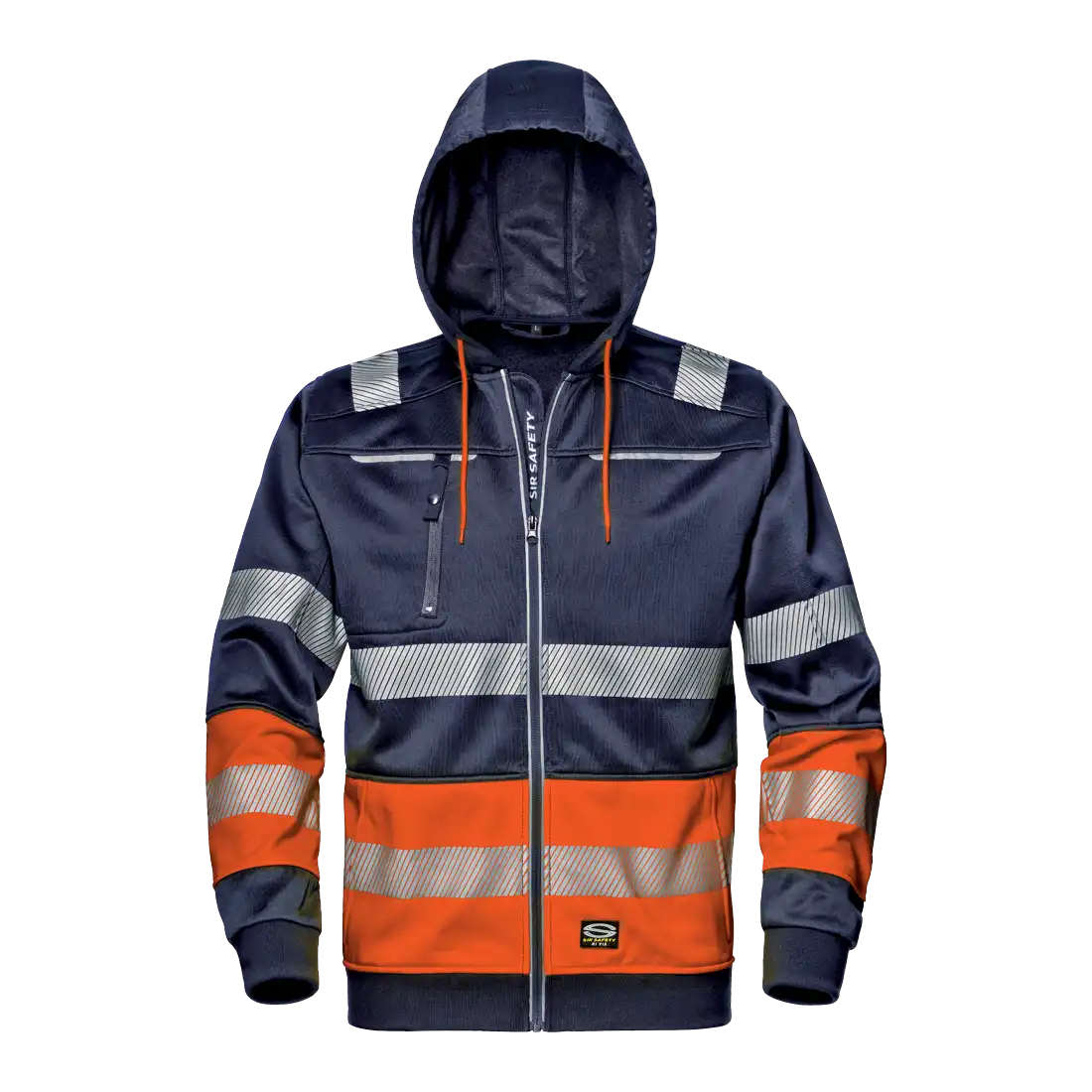 CONTRAST SWEATSHIRT - Hi-Vis Reflective Bands - Adjustable Hood - Zipped Front Fastening - Image 1
