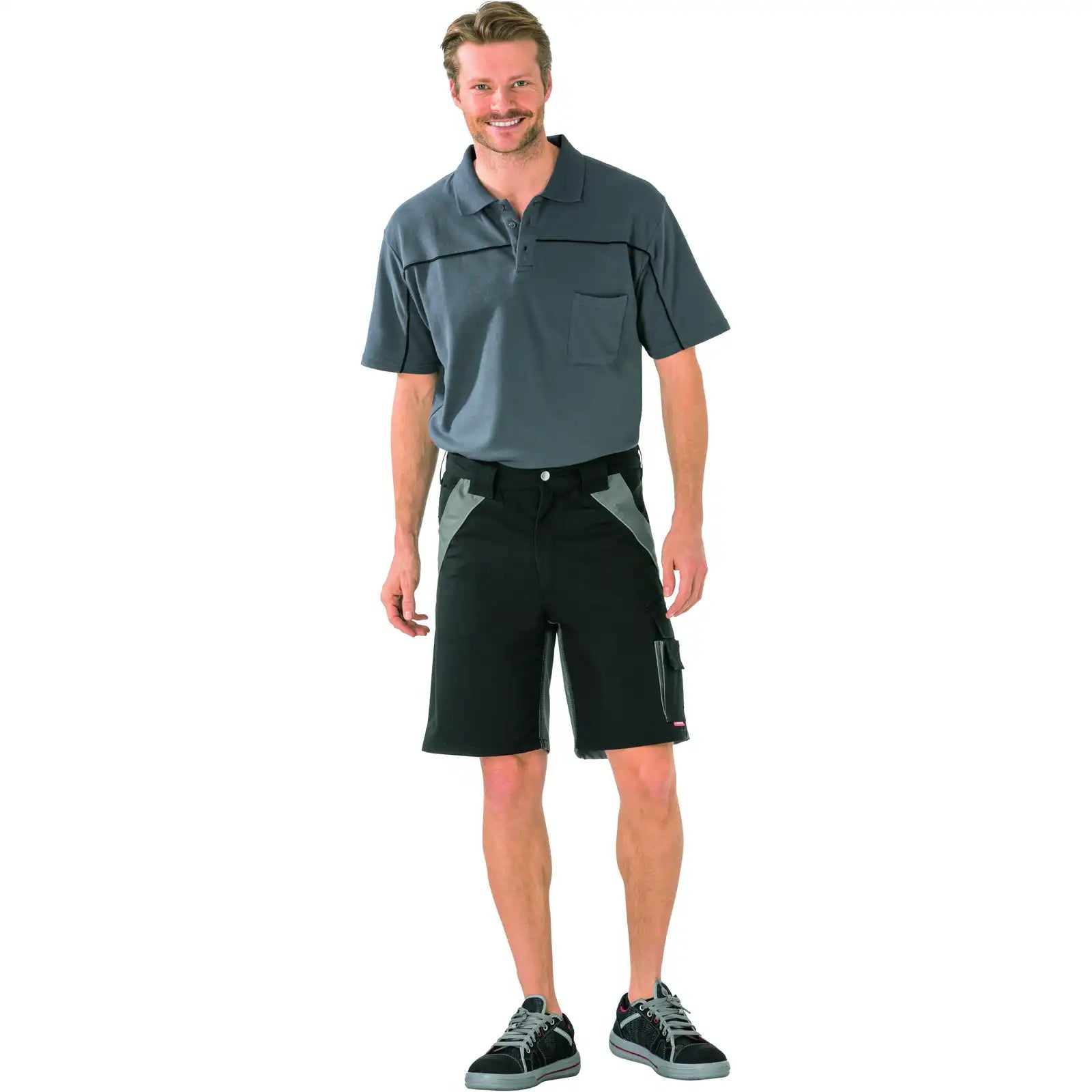 Planam Plaline Shorts schwarz/zink XS schwarz/zink - Produktbild mit Model