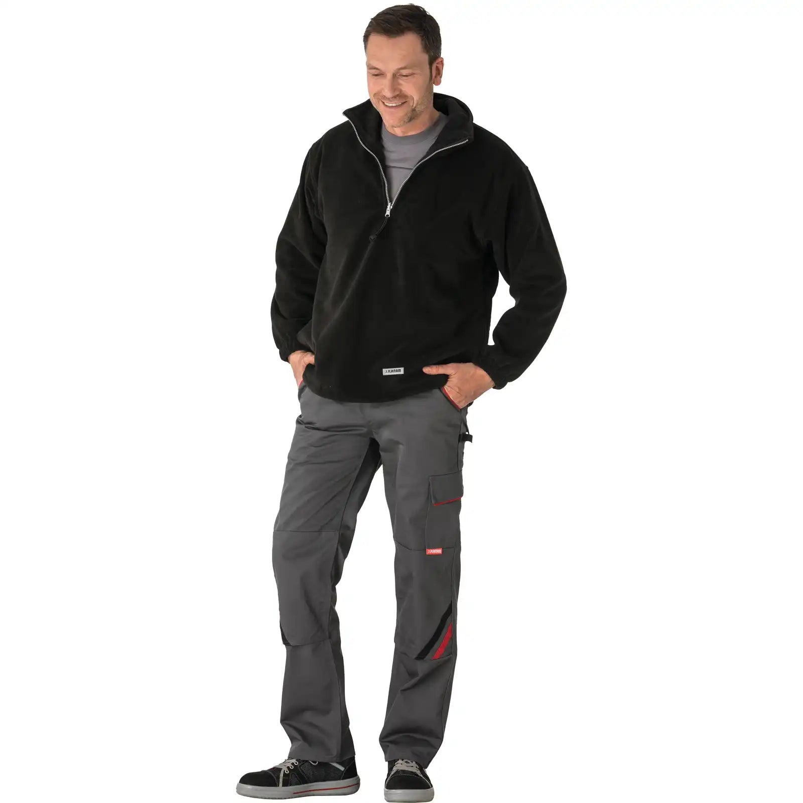 Planam Outdoor Relax Fleecetroyer schwarz/anthrazit XS schwarz/anthrazit - Produktbild mit Model