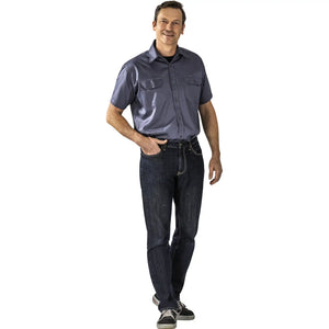 Planam Hemden Köperhemd 1/4-Arm grau 37/38 grau - Produktbild mit Model