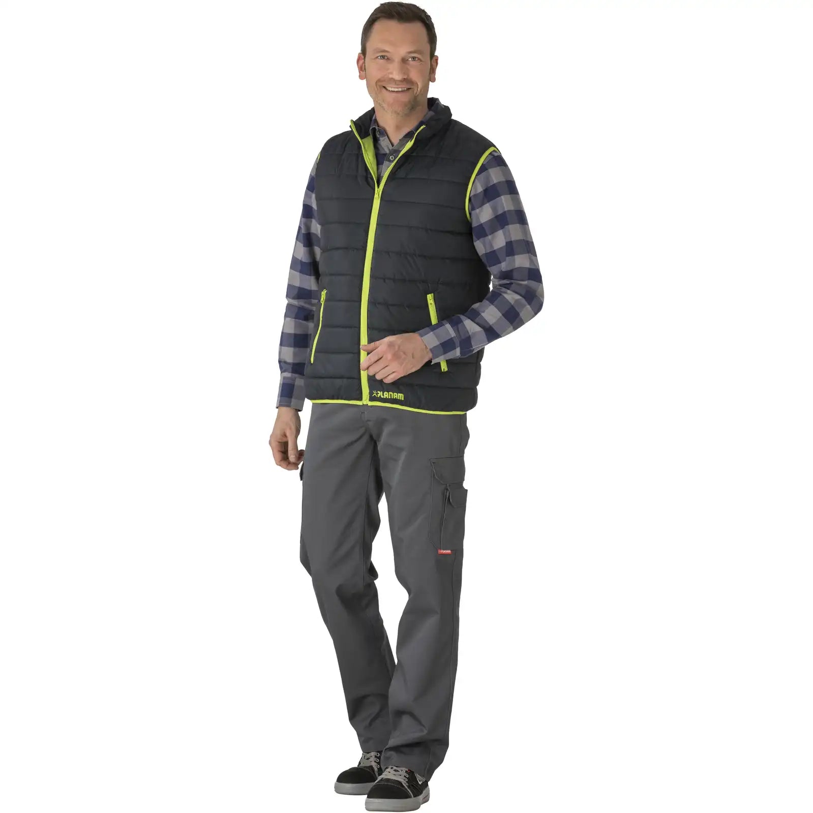 Planam Lizard Weste marine/grün XS marine/grün - Produktbild mit Model