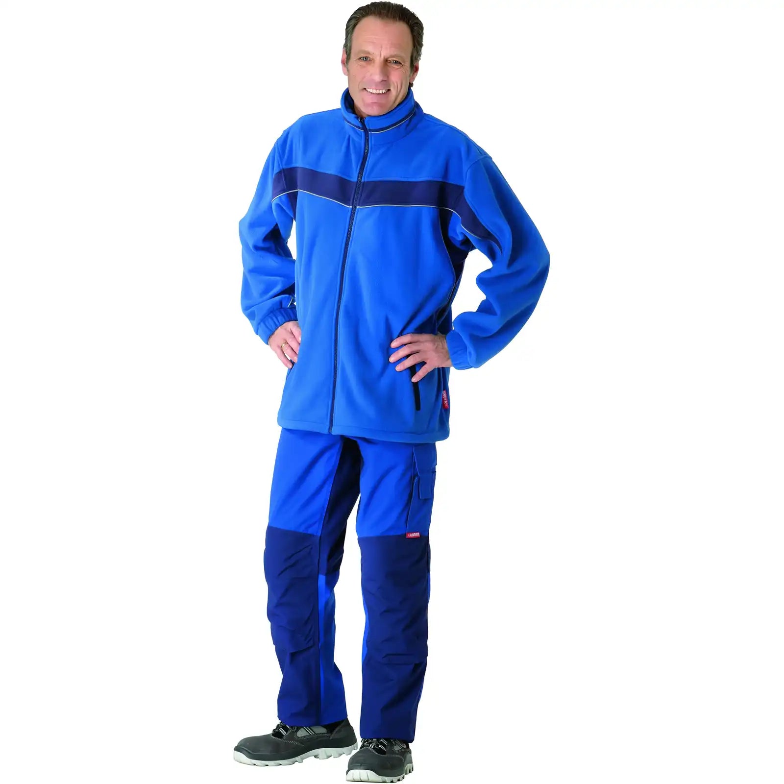 Planam Plaline Fleecejacke kornblumenblau/marine XS kornblumenblau/marine - Produktbild mit Model