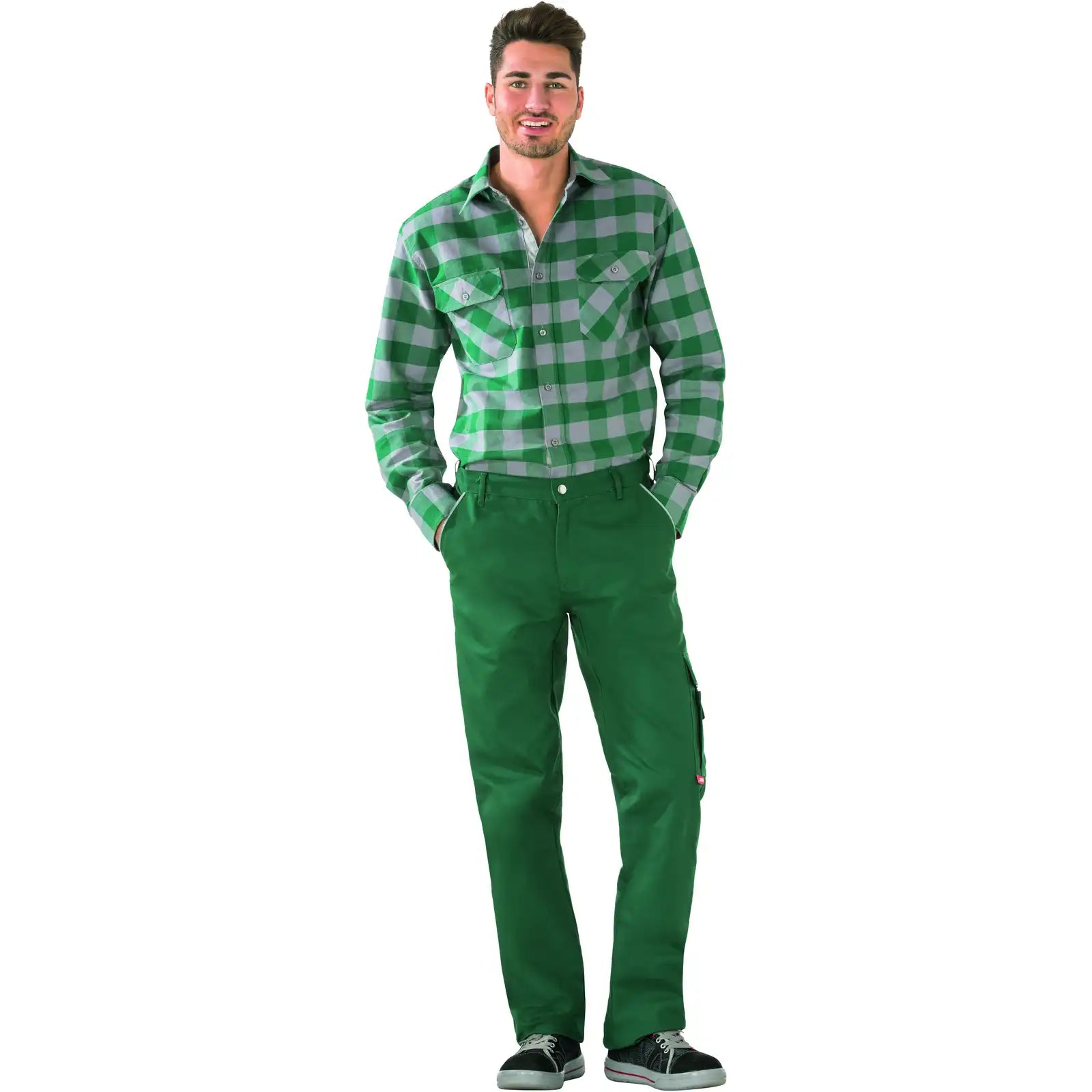 Planam Canvas 320 Thermohose grün 102 grün/grün - Produktbild mit Model