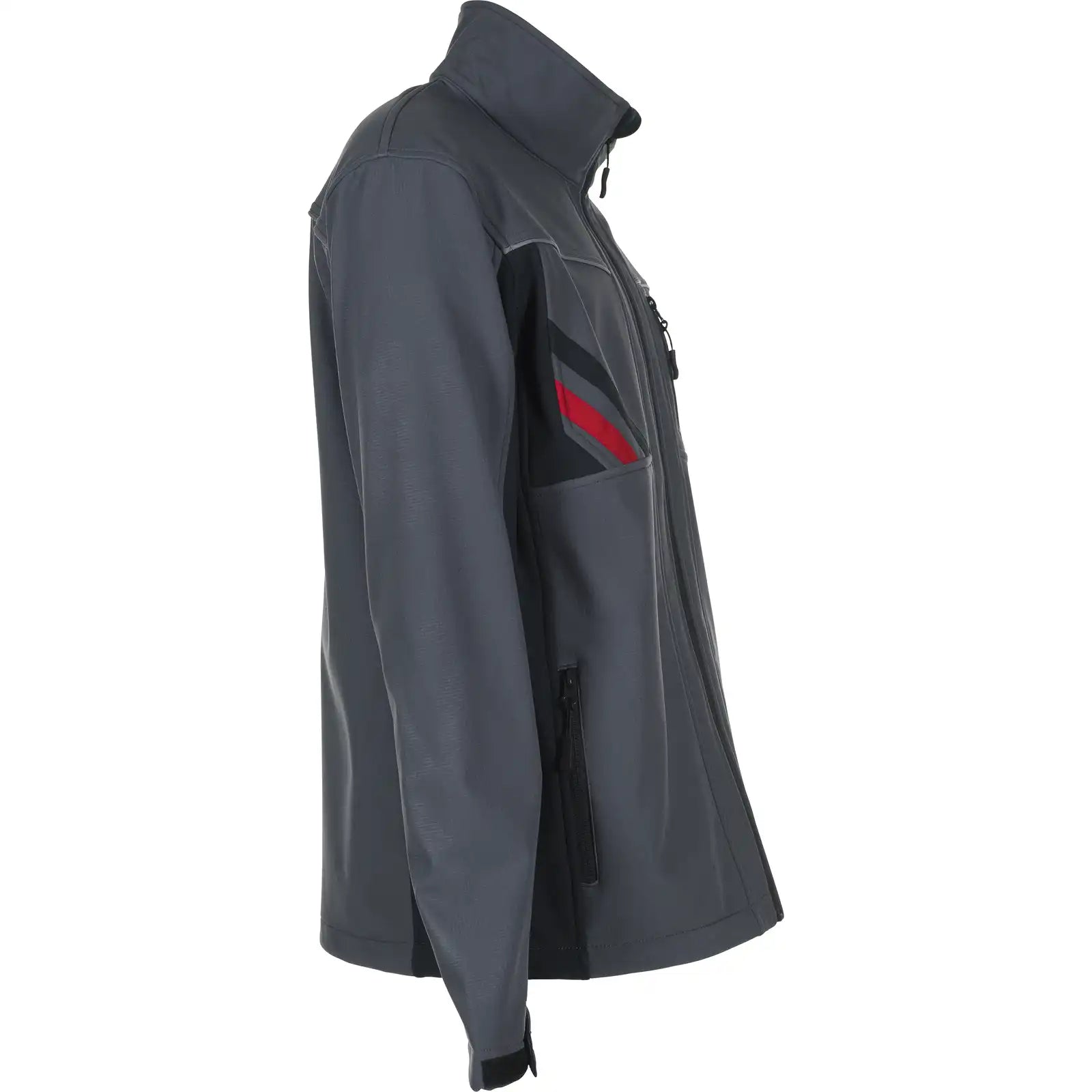 Planam Highline Softshelljacke schiefer/schwarz XS schiefer/schwarz/rot - Produktbild ohne Model