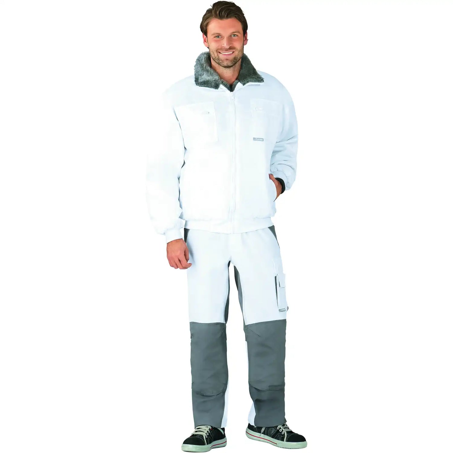 Planam Outdoor Gletscher Pilotenjacke weiß S weiß - Produktbild mit Model