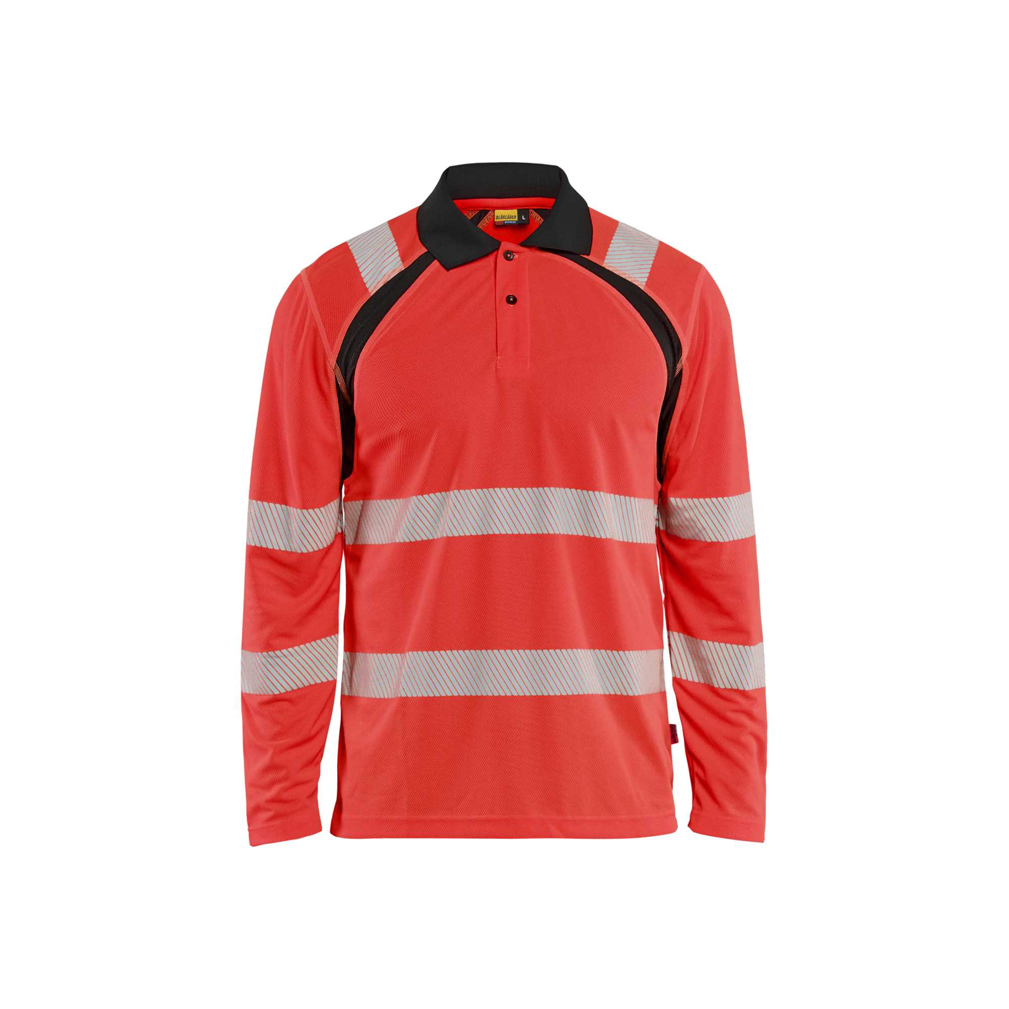 BLAKLADER 35981013 UV Protected Long Sleeved Polo Shirt Hi Vis Hi Vis Reflective Long Sleeve Work Polo MEN - 100% Polyester