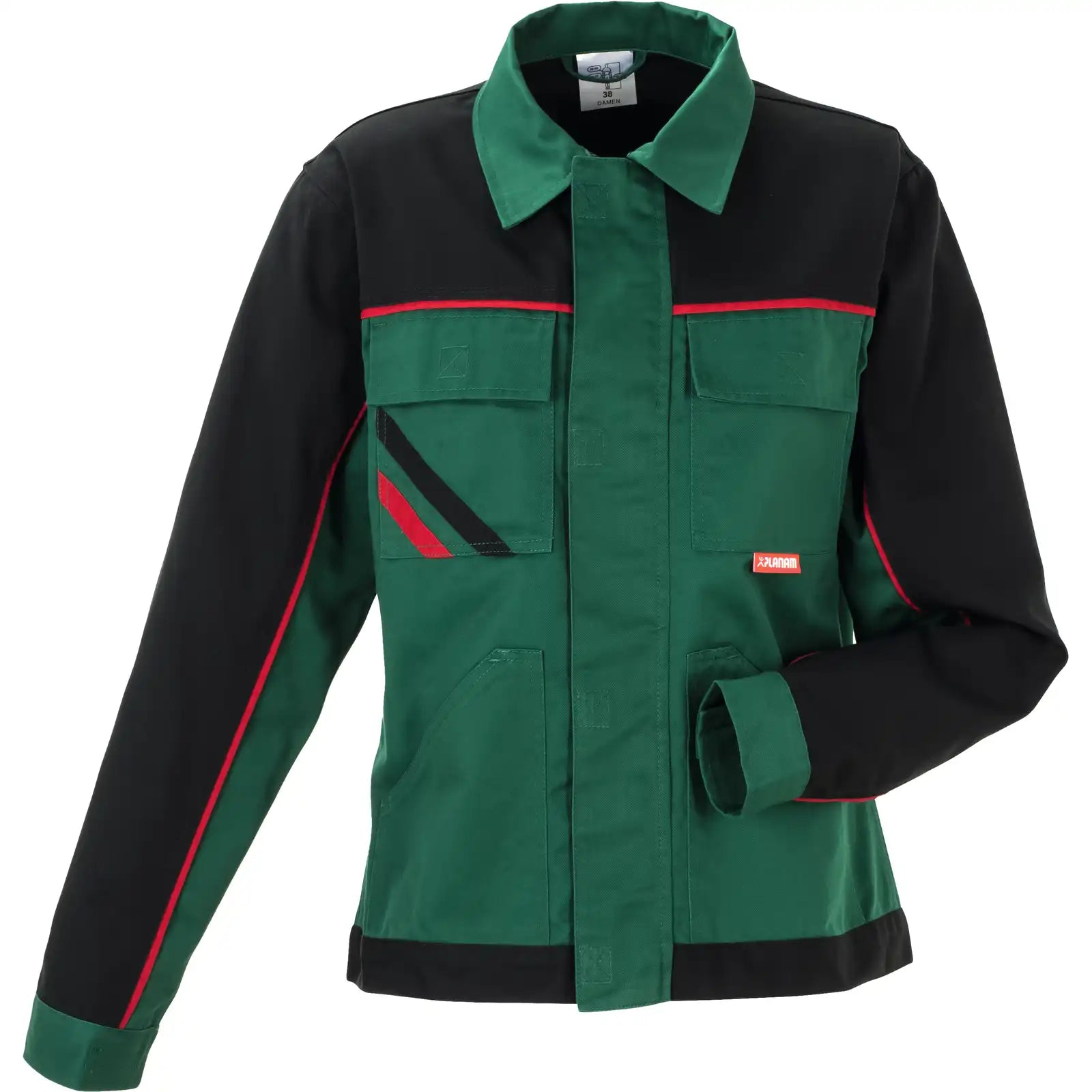 Planam Highline Damen Bundjacke grün/schwarz/rot 34 grün/schwarz/rot - Vorschaubild