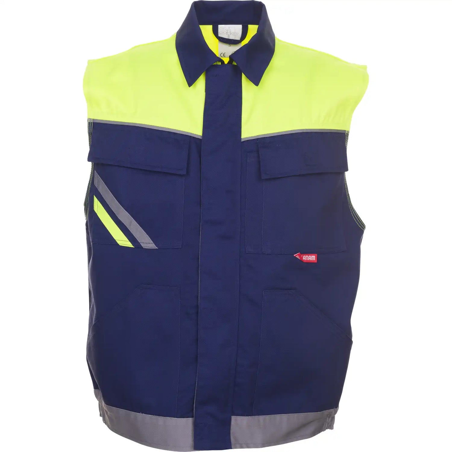 Planam Visline Weste marine/gelb/zink XS marine/gelb/zink - Vorschaubild