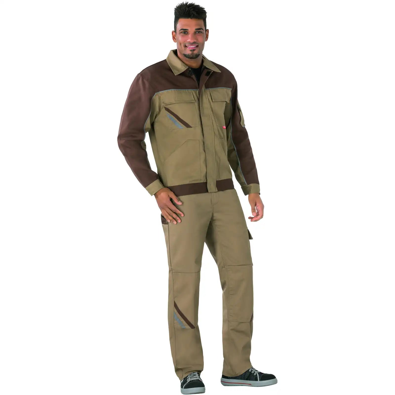 Planam Highline Bundjacke khaki/braun/zink 102 khaki/braun/zink - Produktbild mit Model