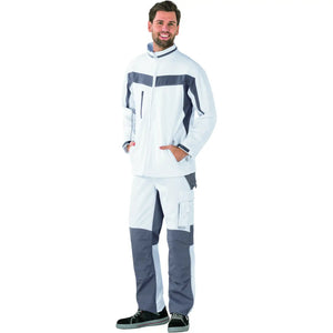 Planam Plaline Softshelljacke reinweiß/zink XS reinweiß/zink - Produktbild mit Model