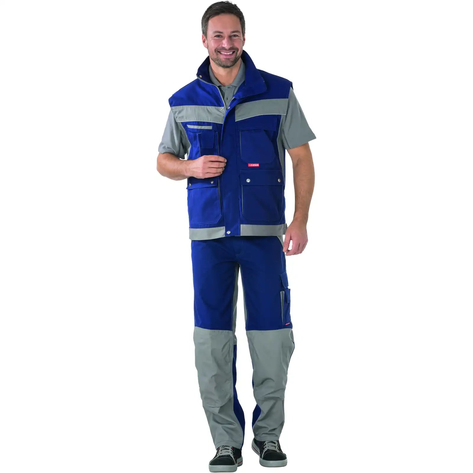 Planam Plaline Weste marine/zink XS marine/zink - Produktbild mit Model