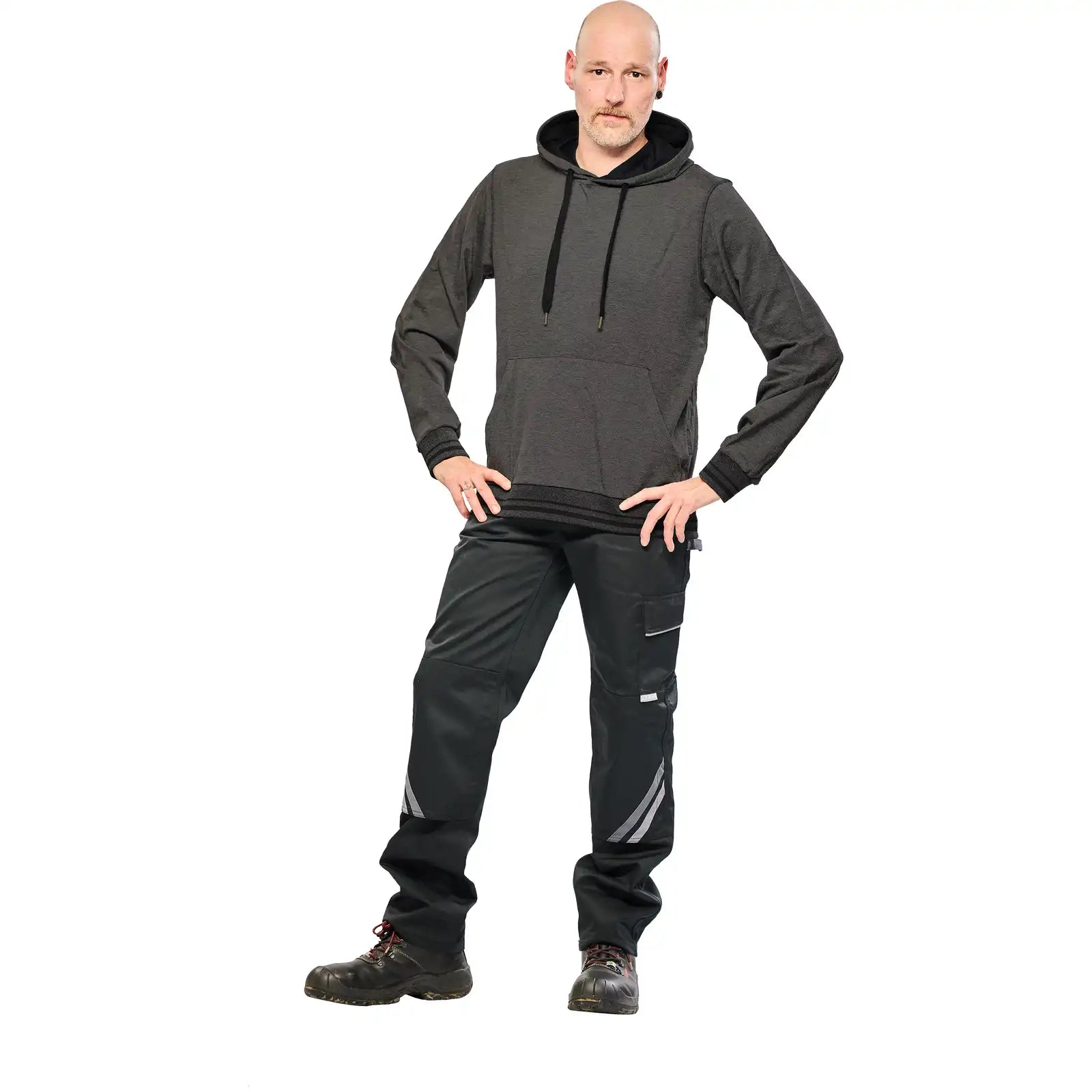 Planam Outdoor Match Hoodie grau S grau - Produktbild mit Model