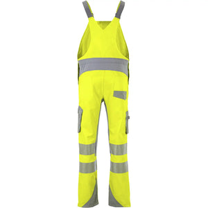 Planam Norit Warnschutz Herren Latzhose gelb/zink  102 gelb/zink - Produktbild ohne Model