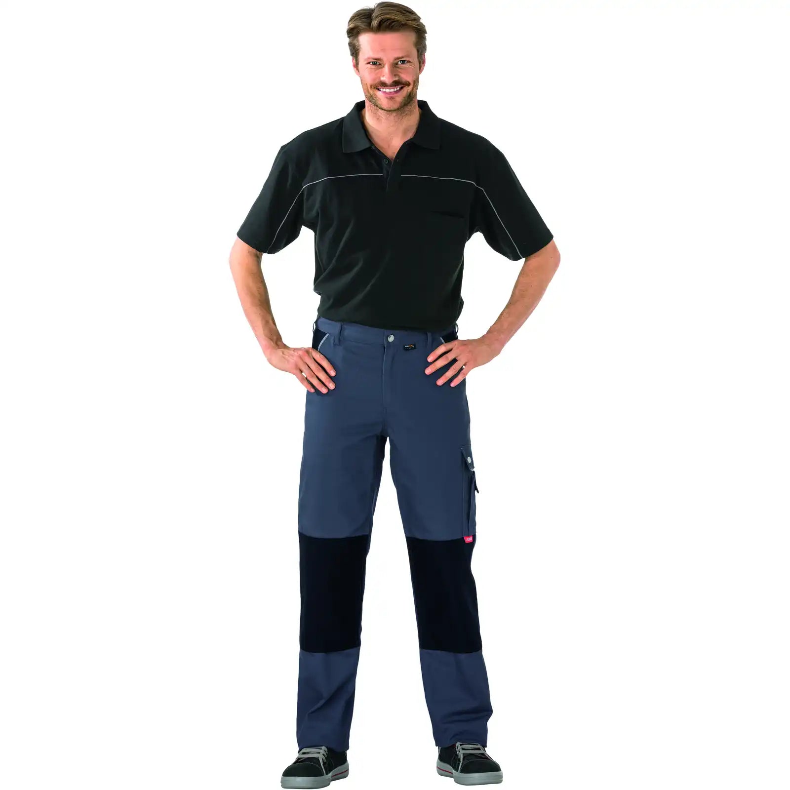 Planam Canvas 320 Bundhose grau/schwarz 102 grau/schwarz - Produktbild mit Model