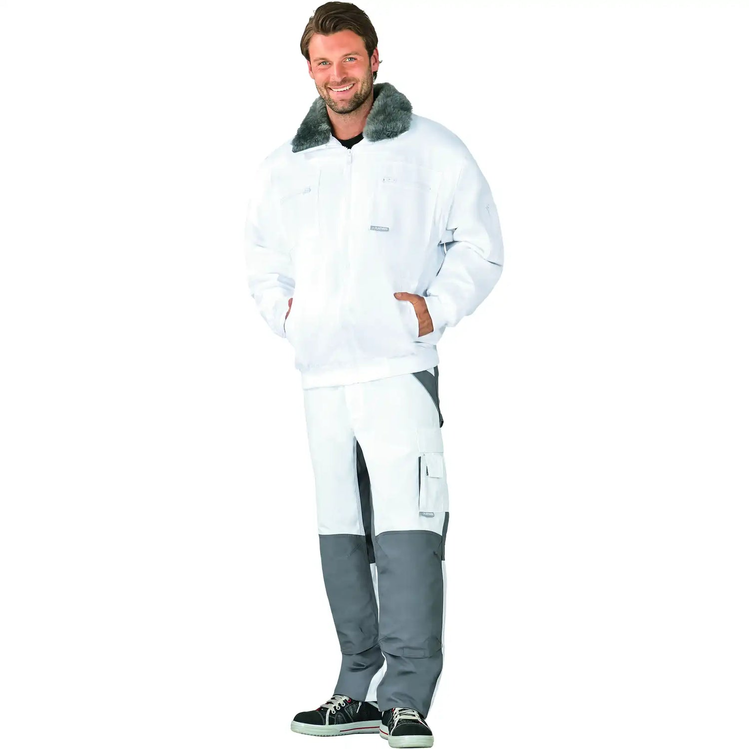 Planam Outdoor Gletscher Comfortjacke weiß S weiß - Produktbild mit Model