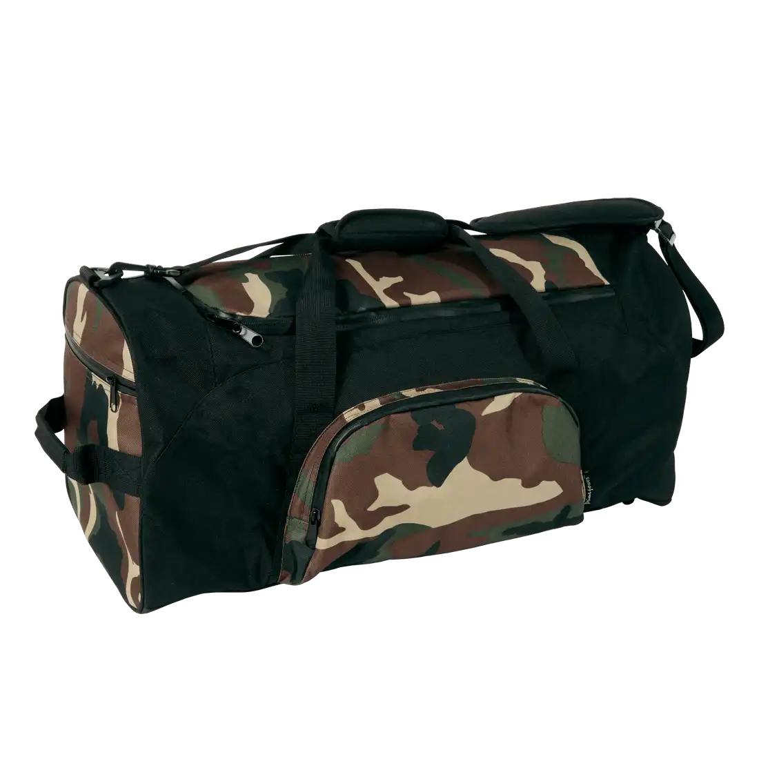 OVERLAND BAG - Wasserdichter Reißverschluss - Zweifarbig Schwarz/Tarnmuster - Verstellbarer Schultergurt