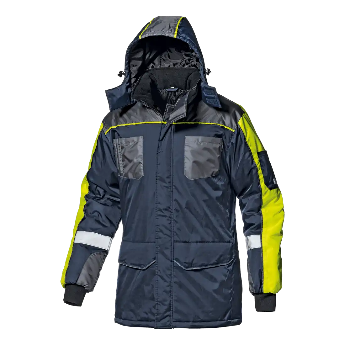 FREEZER JACKET - Hi-Vis Yellow - Reflective Bands - Detachable Hood - Image 1