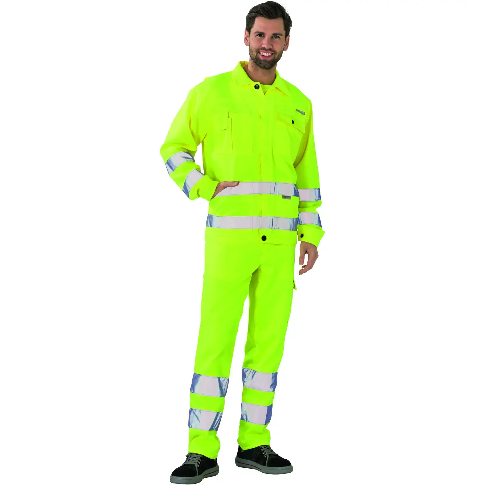 Planam Warnschutz Bundjacke uni gelb 102 uni gelb - Produktbild mit Model