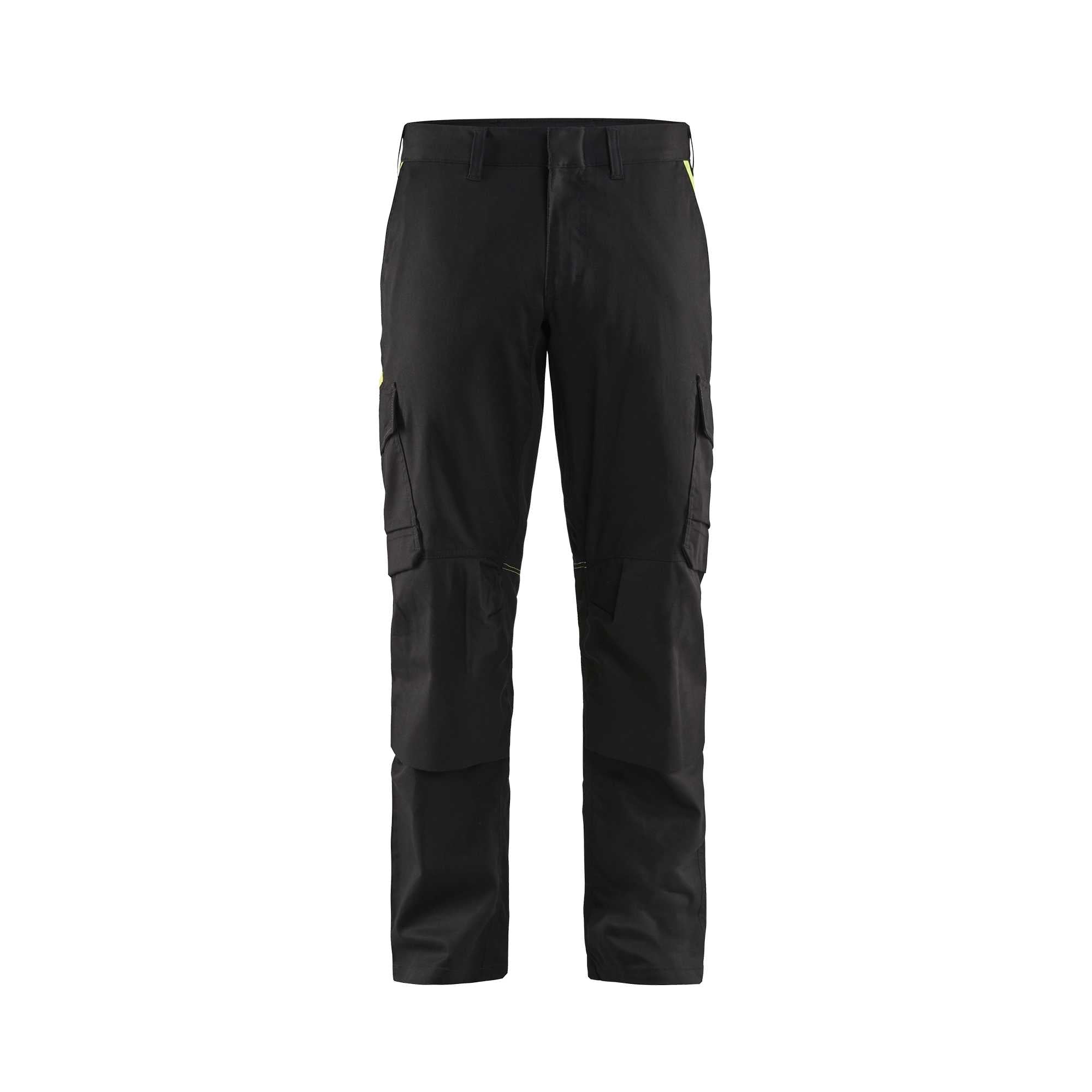 BLAKLADER 14481832 | Pantaloni da lavoro industriali stretch con tasche per ginocchiere ad alta visibilità riflettenti uomo - tessuto twill