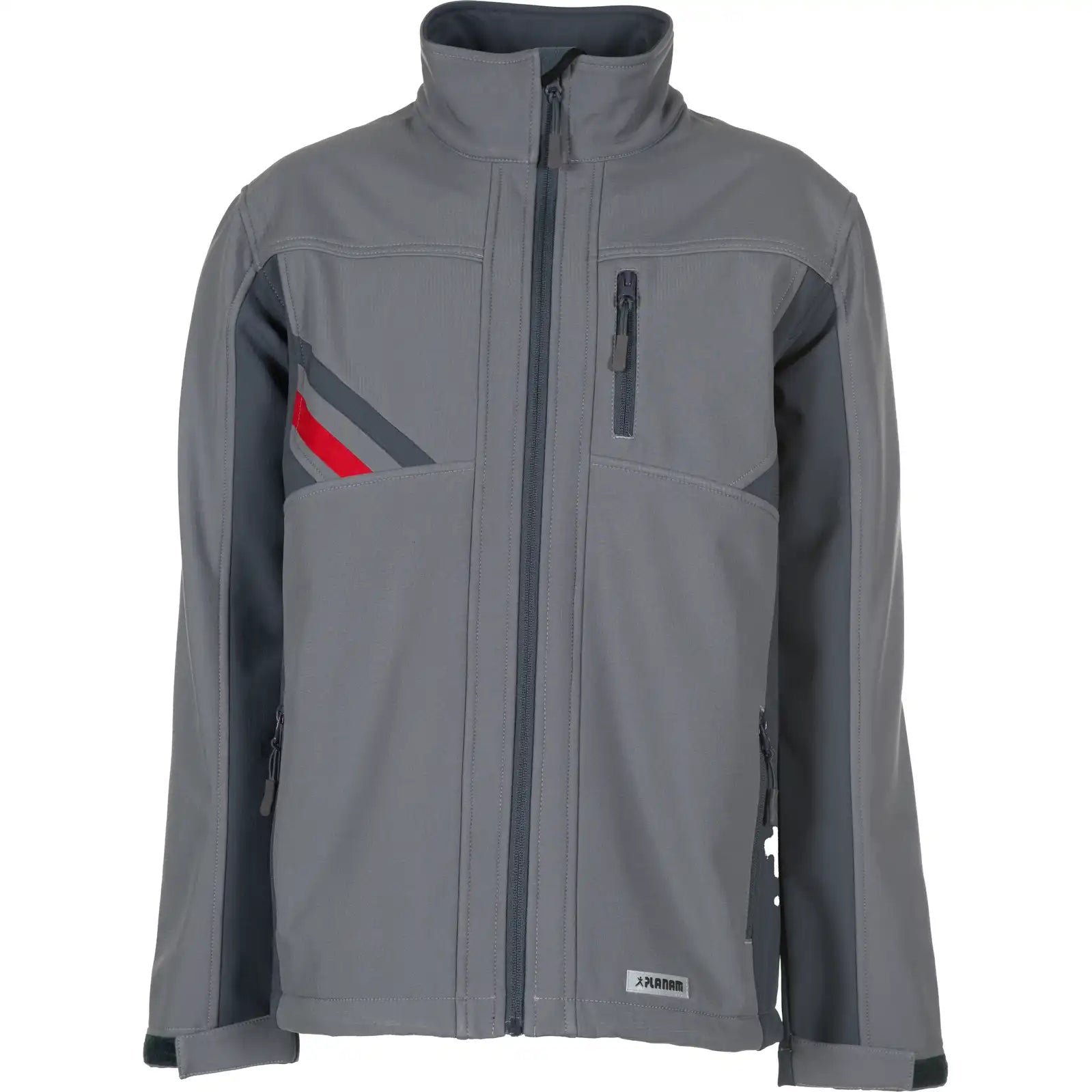 Planam Highline Softshelljacke zink/schiefer XS zink/schiefer/rot - Vorschaubild