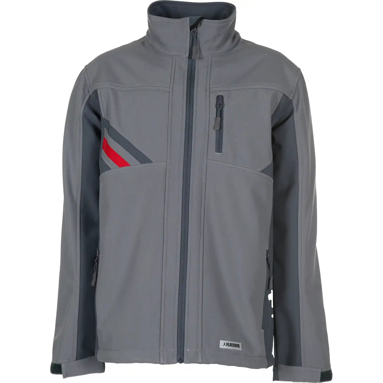 Planam Highline Softshelljacke zink/schiefer XS zink/schiefer/rot - Vorschaubild