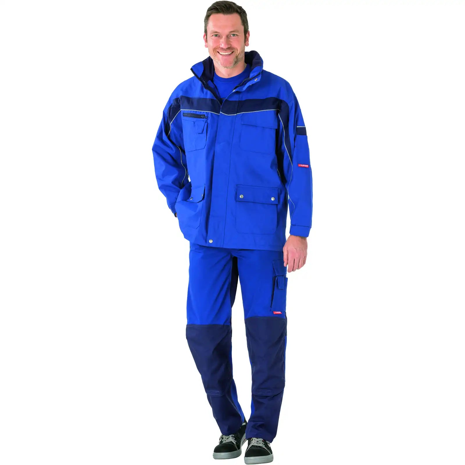 Planam Plaline Allwetterjacke kornblumenblau/marine XS kornblumenblau/marine - Produktbild mit Model