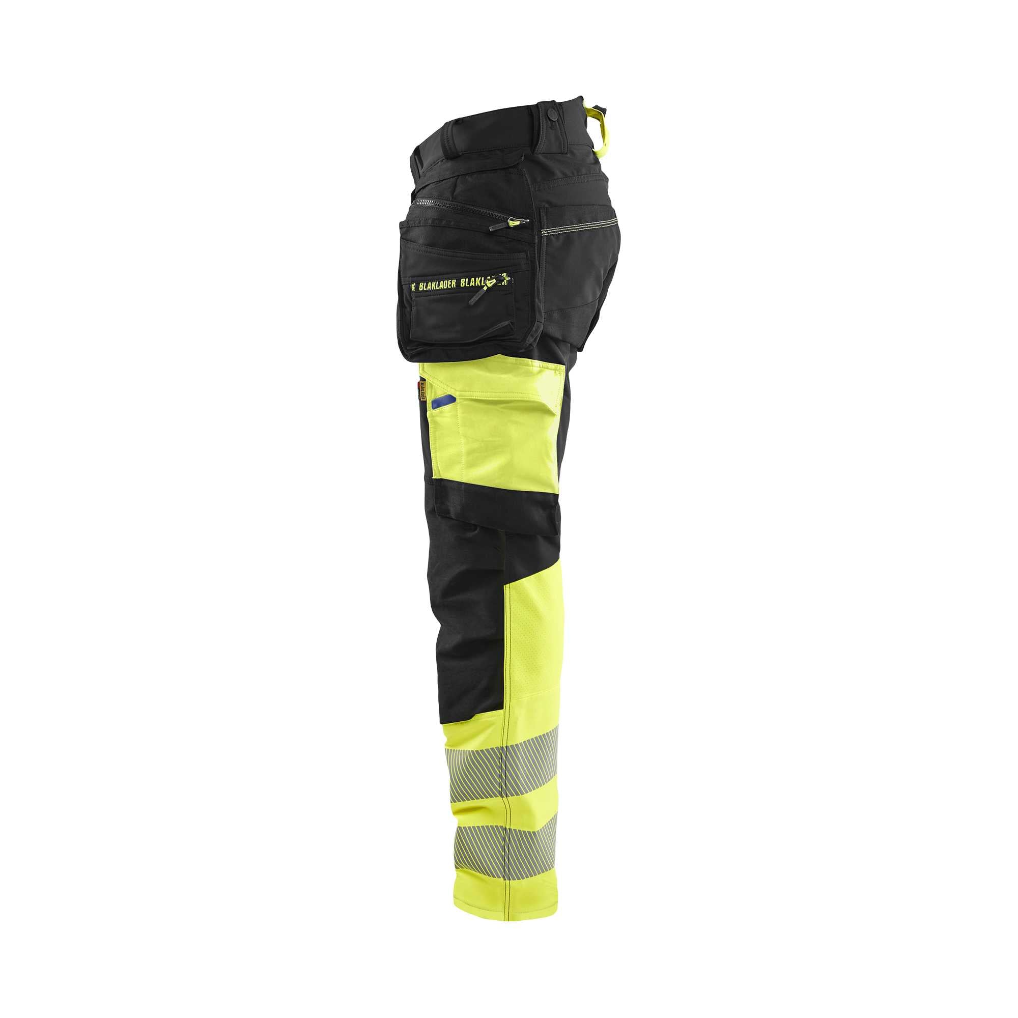 BLAKLADER 11251648 Hi Vis Trousers 4 Way Stretch Hi Vis Reflective Work Trousers Men - Double Weave