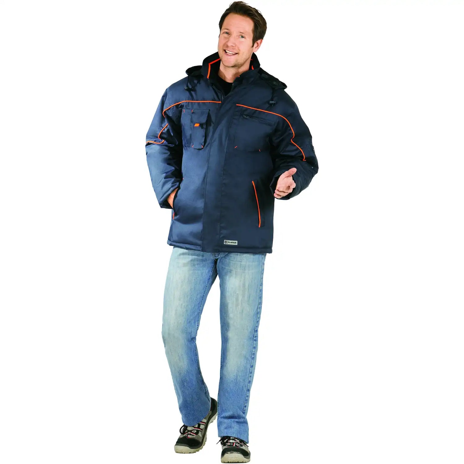 Planam Outdoor Piper Jacke marine/orange XS marine/orange - Produktbild mit Model