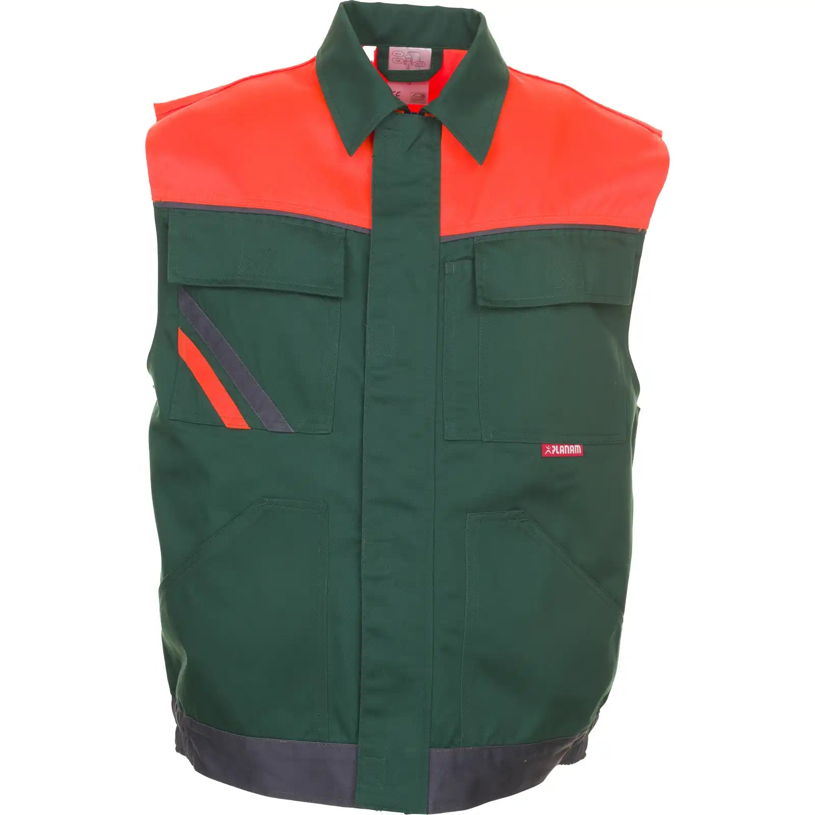 Planam Visline Weste grün/orange/schiefer XS grün/orange/schiefer - Vorschaubild