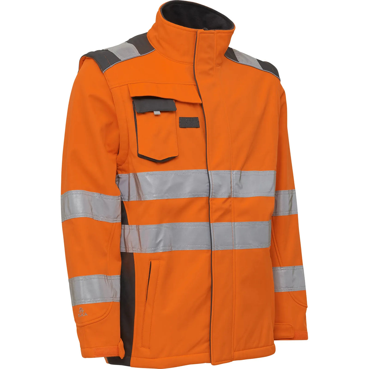 ELKA Rainwear - Visible Xtreme Softshell jacket with extra length - Fluorescent Orange/Grey