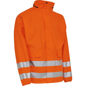 ELKA Rainwear - PU visible rain jacket with reflective tape - Fluorescent Orange