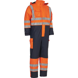 ELKA Rainwear - Dry Zone Visible Thermal Coverall - Fluorescent Orange/Navy